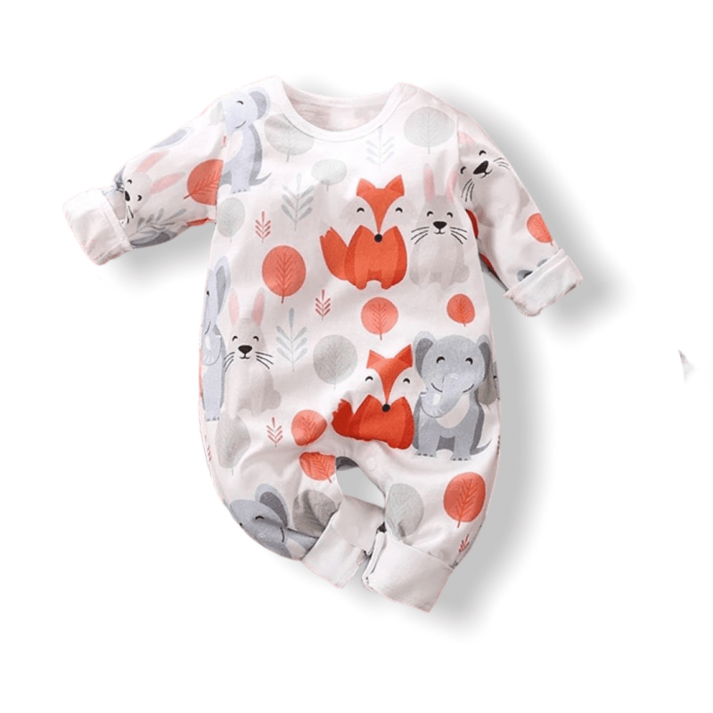 Baby Jumpsuit Jungle Fox - White