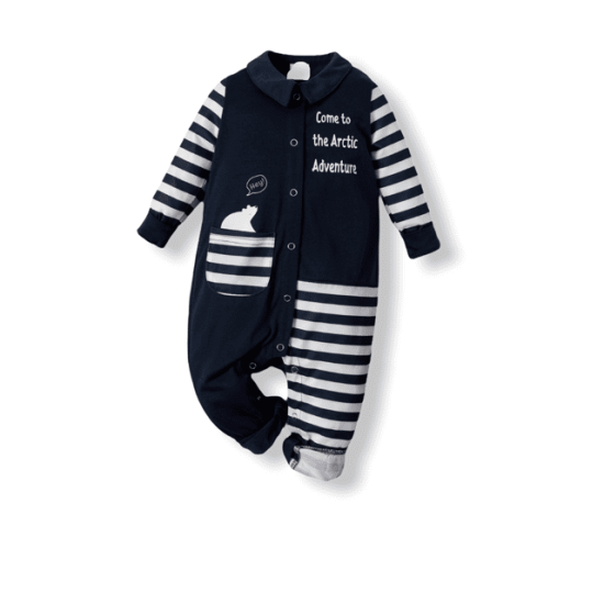 Baby Jumpsuit Polar Bear - Blue Black Baby Jumpsuit Polar Bear - Blue Black