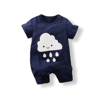 Baby Jumpsuit Short Sleeve Cloud - Navy