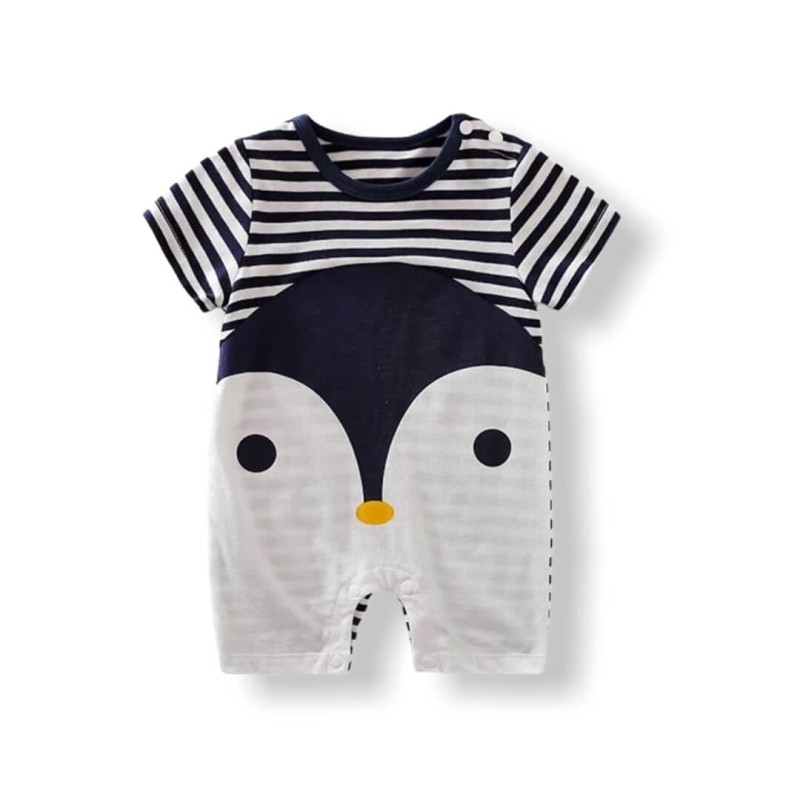 Baby Jumpsuit Short Sleeve Penguin - Navy