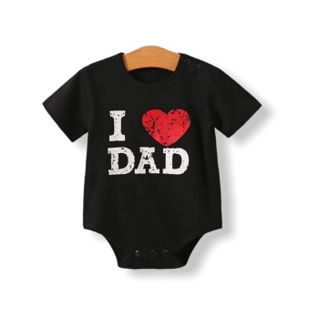 Baby Jumpsuit Short Sleeve I Love Dad - Black