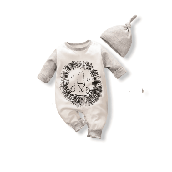 Baby Jumpsuit The Lions Family Set - White/Grey Baby Jumpsuit The Lions Family Set - White/Grey