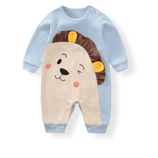 Baby Jumpsuit Unisex L.Blue - 3D Lion Baby Jumpsuit Unisex L.Blue - 3D Lion