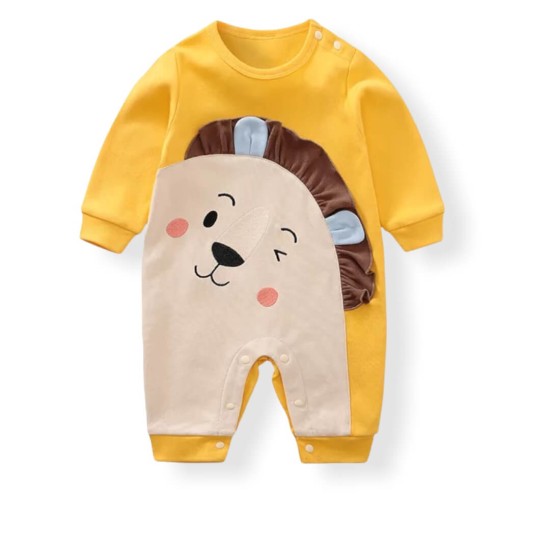 Baby Jumpsuit Unisex Yellow - 3D Lion Baby Jumpsuit Unisex Yellow - 3D Lion