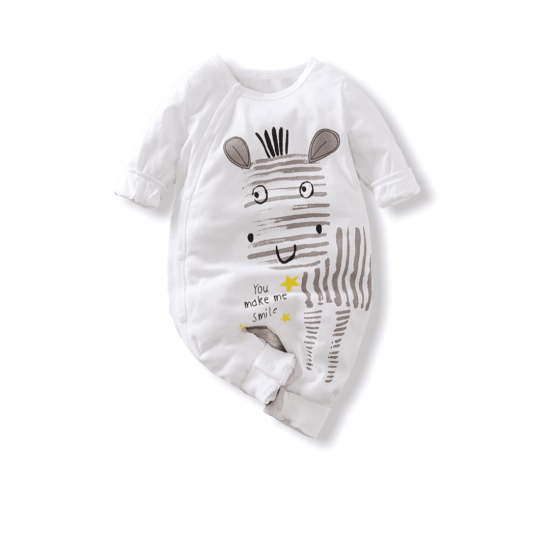 Baby Jumpsuit Zebra Print - White