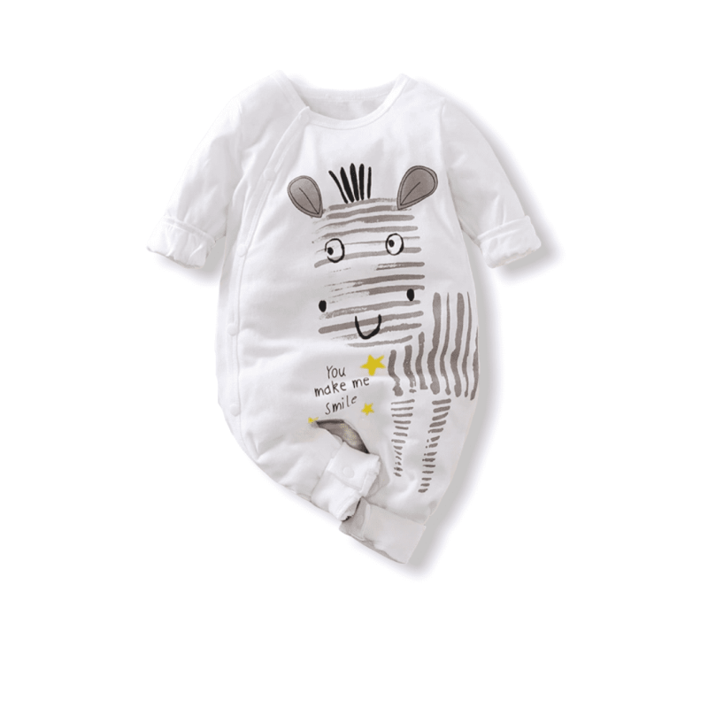 Baby Jumpsuit Zebra Print - White