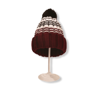 Baby - Kid Pompon Knitted Hat - Black/Red