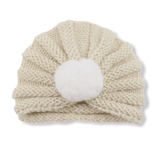 Baby Knit Hairball Hat - Ivory Baby Knit Hairball Hat - Ivory