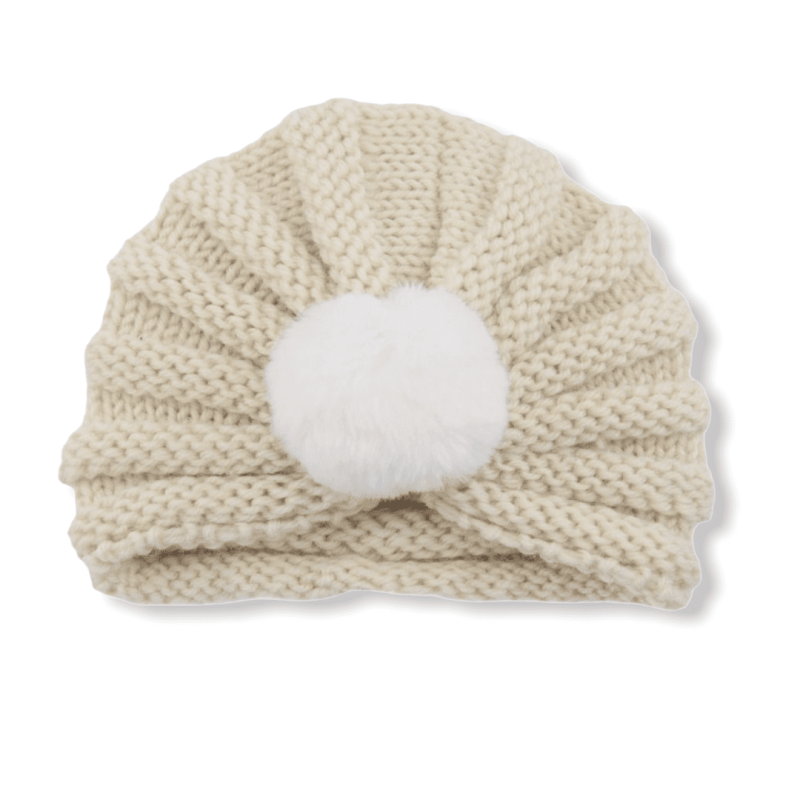 Baby Knit Hairball Hat - Ivory