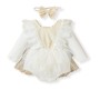 Baby Lace Bodysuit Long Sleeve - White