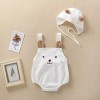 Baby Loose Unisex Jumpsuit Bear - White