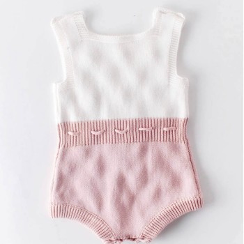 Baby Pom-Trim Tie Waist Jumpsuit Pink/White
