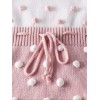Baby Pom-Trim Tie Waist Jumpsuit Pink/White