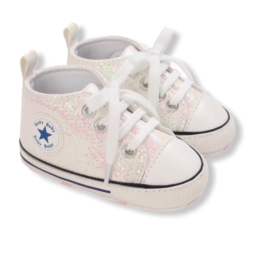 Baby PreWalker Glittery Shoes Baby Star - White Baby PreWalker Glittery Shoes Baby Star - White