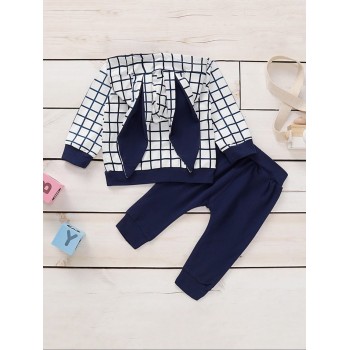 Baby Rabbit Ear Check Set - Blue