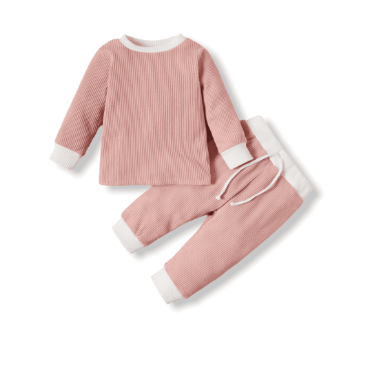 Baby Ribbed Casual Set - Pink Baby Ribbed Casual Set - Pink