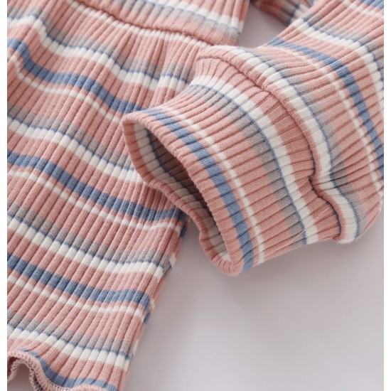 Baby Ribbed Set Stripes - Pink