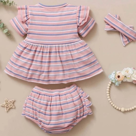 Baby Ribbed Set Stripes - Pink Baby Ribbed Set Stripes - Pink