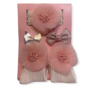 Baby Set Headband & Socks - L.Pink