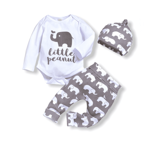 Baby Set Little Peanut Elephant - White/Grey