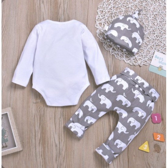 Baby Set Little Peanut Elephant - White/Grey