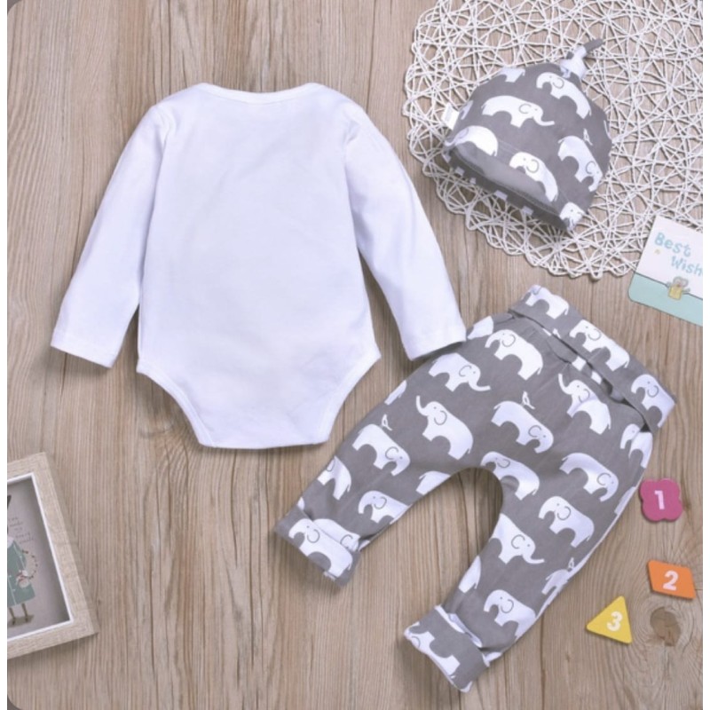 Baby Set Little Peanut Elephant - White/Grey