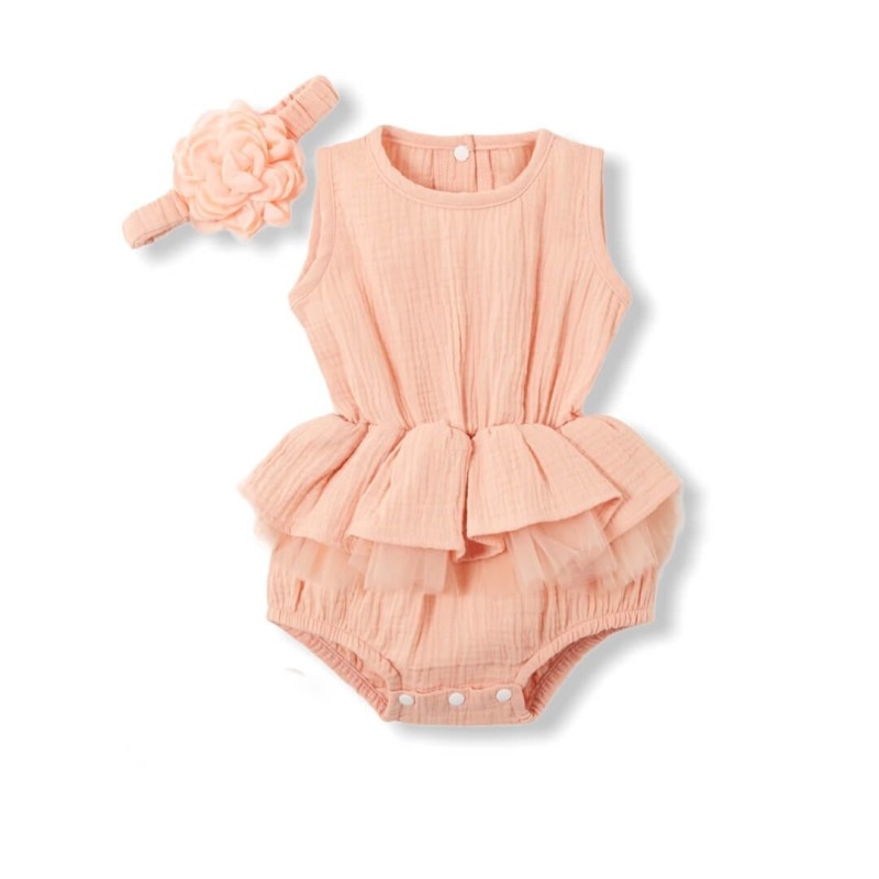 Baby Sleeveless Retro Jumpsuit - Pink