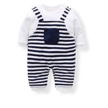 Baby Striped Navy Jumpsuit - White/Blue