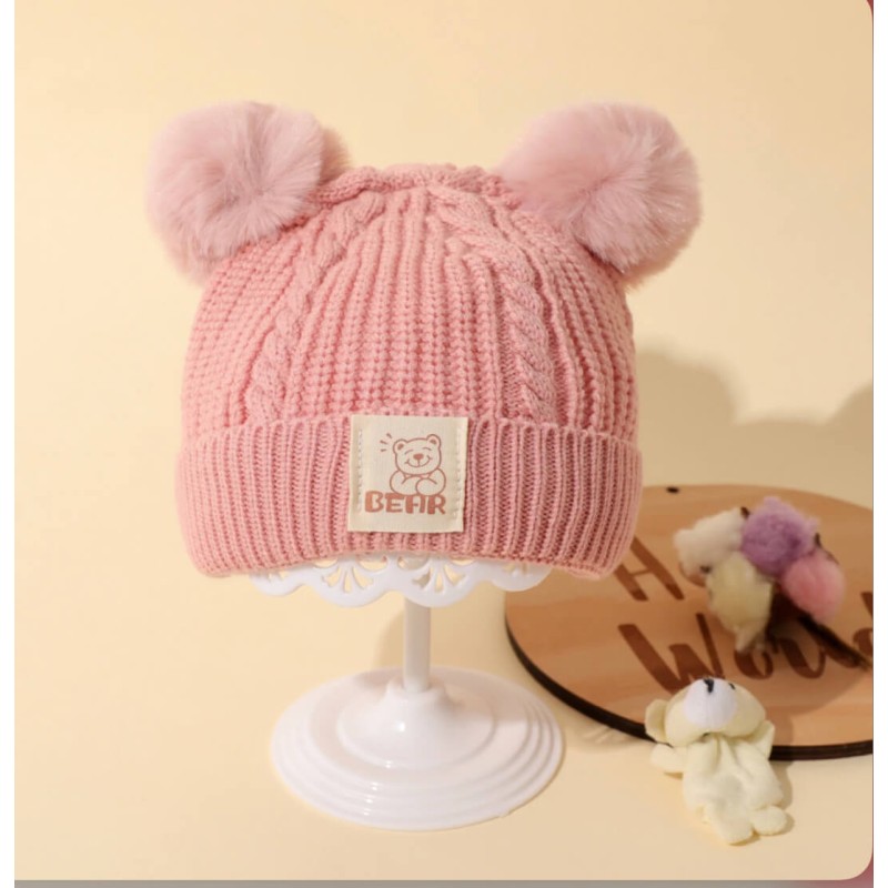 Baby/Toddler Beanie Double Pompon - Pink