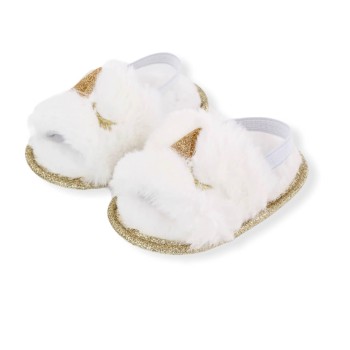 Baby Unicorn Fluffy Pre Walker Shoes - White