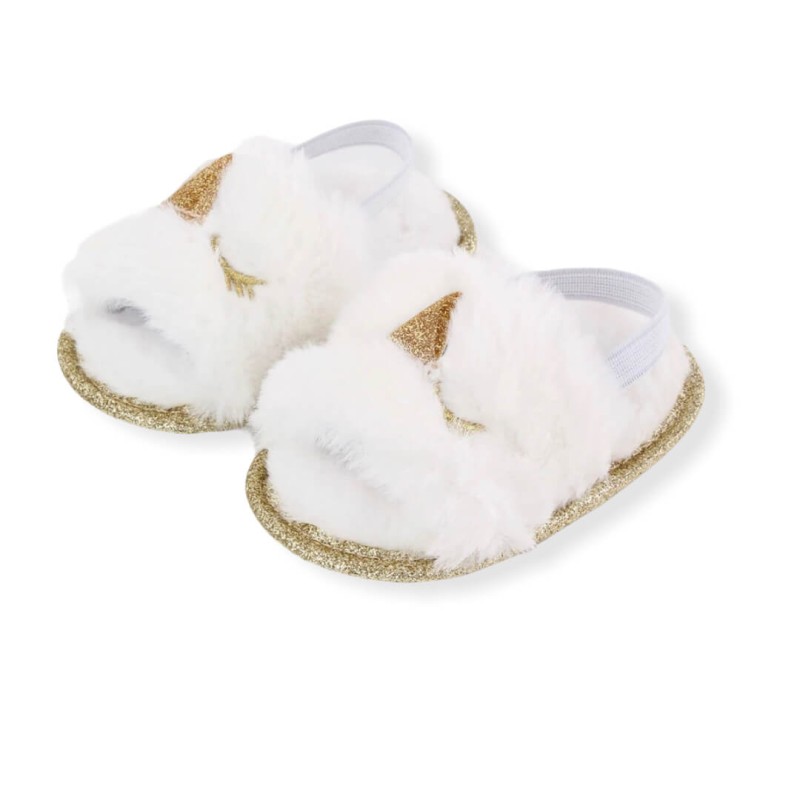 Baby Unicorn Fluffy Pre Walker Shoes - White