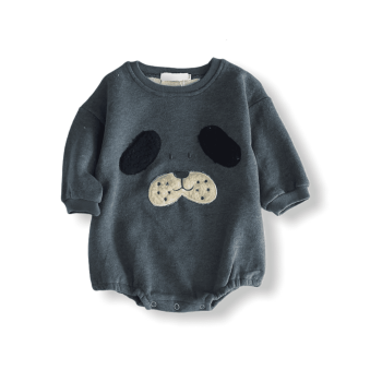 Baby Unisex Fleece Jumpsuit Doggy Face - D. Blue