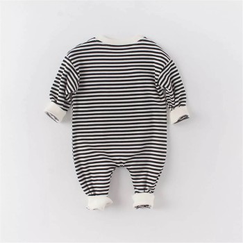 Baby Unisex Happy Face Jumpsuit - Black/White