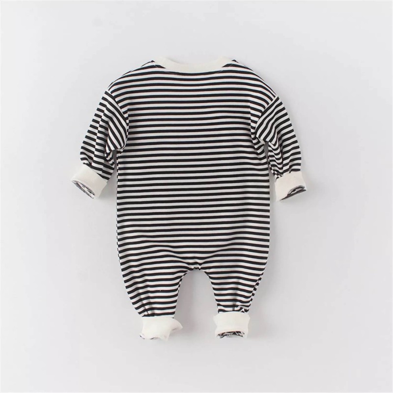 Baby Unisex Happy Face Jumpsuit - Black/White