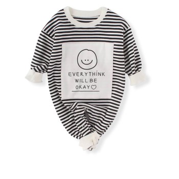 Baby Unisex Happy Face Jumpsuit - Black/White
