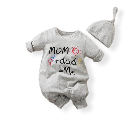 Baby Unisex Jumpsuit Mom n Dad - Grey Baby Unisex Jumpsuit Mom n Dad - Grey