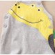 Baby Unisex Set Striped Long Sleeve Tee and Dino Overall Set - Grey Baby Unisex Set Striped Long Sleeve Tee and Dino Overall Set - Grey