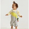 Baby Unisex Set Striped Long Sleeve Tee and Dino Overall Set - Grey
