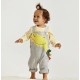 Baby Unisex Set Striped Long Sleeve Tee and Dino Overall Set - Grey Baby Unisex Set Striped Long Sleeve Tee and Dino Overall Set - Grey
