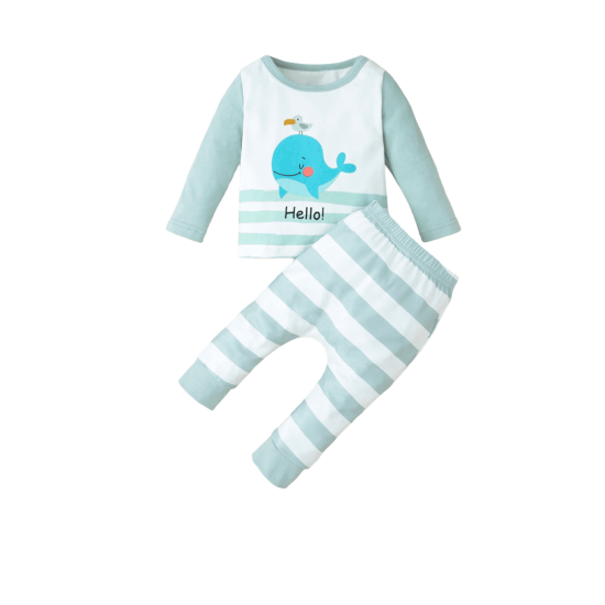 Baby Unisex Set Whale Turquoise Baby Unisex Set Whale Turquoise