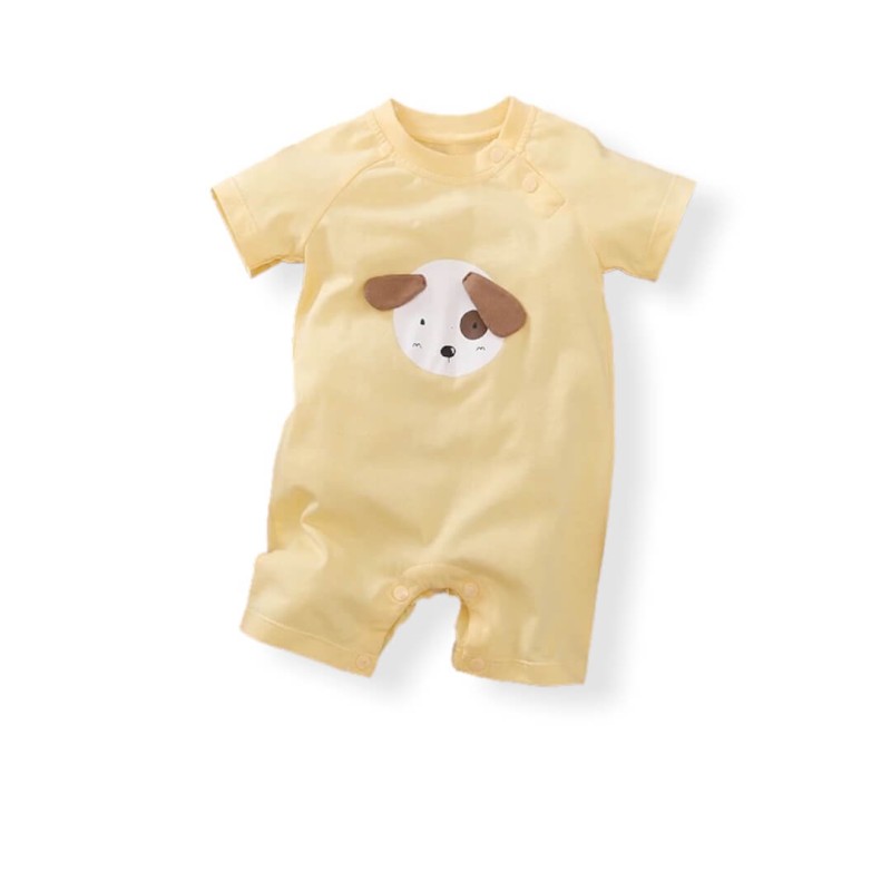 Baby Unisex Short Sleeve Jumpsuit Doggy - Yellow
