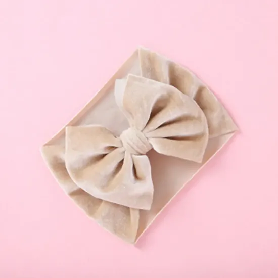 Baby Velvet Bowknot Headband - Beige Baby Velvet Bowknot Headband - Beige
