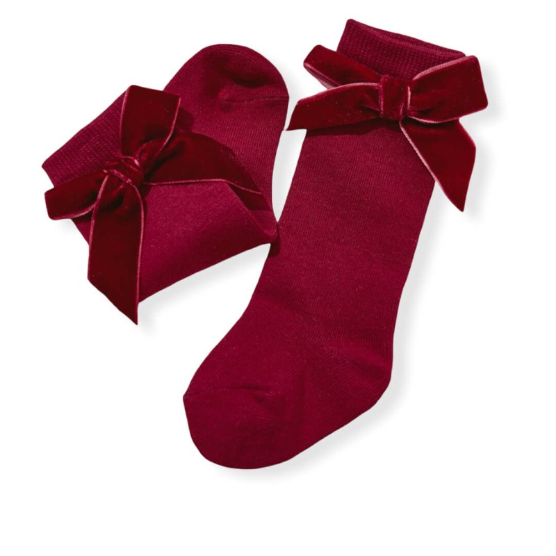 Baby bow Midi-calf Socks - Red