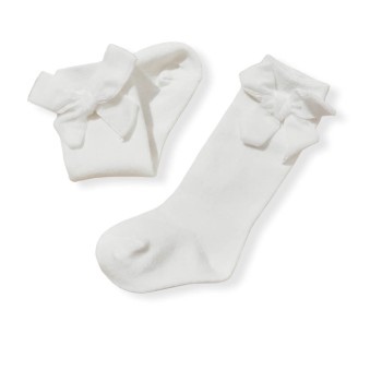 Baby bow Midi-calf Socks - White