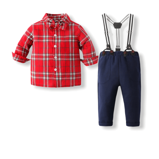 Baby boy Elegant Plaid Costume - Blue/Red Baby boy Elegant Plaid Costume - Blue/Red