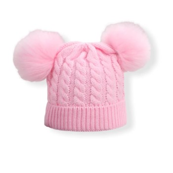 Beanie Baby With Double Pompon - Pink