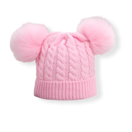 Beanie Baby With Double Pompon - Pink Beanie Baby With Double Pompon - Pink