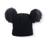 Beanie Baby With Double Pompon - Total Black