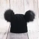 Beanie Baby With Double Pompon - Total Black Beanie Baby With Double Pompon - Total Black