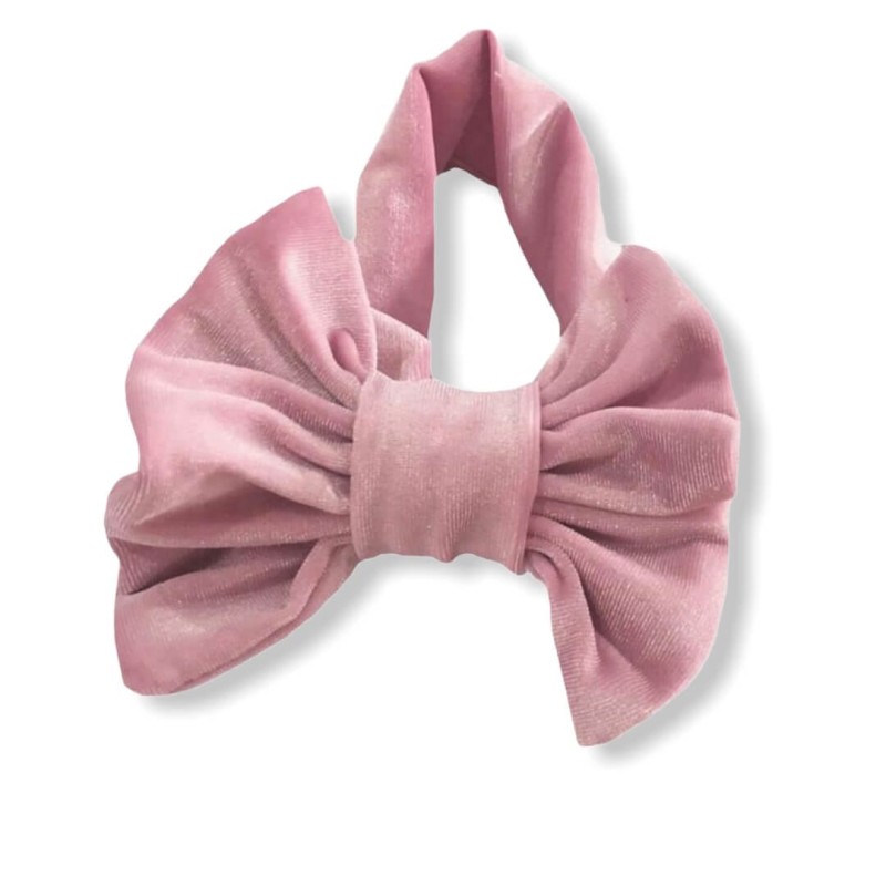 Bowknot Velour Headband - Light Pink